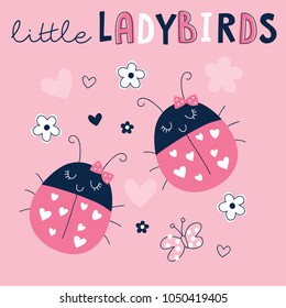 cute ladybirds ladybugs vector illustration