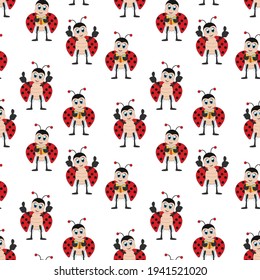 cute ladybug animal cartoon pattern