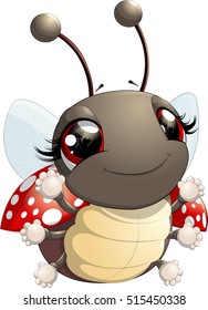 Cute Ladybug Cartoon: vetor stock (livre de direitos) 515450338