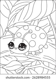 Cute Ladybug Cartoon Coloring Page For Kids