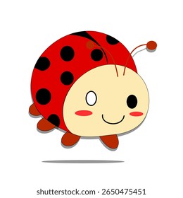 A cute ladybug cartoon with a happy expression and rounded red shell. Ideal for kids’ content, educational visuals, and nature-themed merchandise.