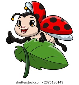 Cute ladybug cartoon on white background