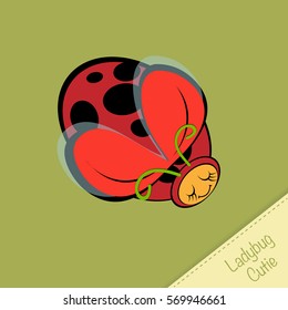 Cute ladybug cartoon. Print for children's wear, greeting cards, menu, wallpaper, decoration. Vector Illustration