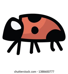 Cute ladybug cartoon vector illustration motif set. Hand drawn garden insect blog icons. ladybug graphics. Creepy crawlie web buttons.