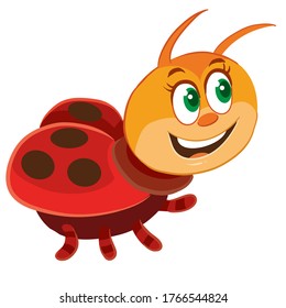 cute ladybug character, cartoon illustration, isolated object on a white background, vector illustration, eps