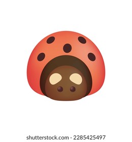 Cute ladybug character as kids toy 3D illustration. Cartoon drawing of adorable bug or insect as mascot or gift in 3D style on white background. Wildlife, childhood concept