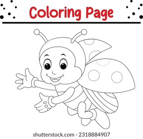 Cute Ladybug coloring page. Outlined illustration of a ladybug. Vector.