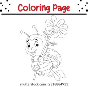 Cute Ladybug coloring page. Outlined illustration of a ladybug. Vector.