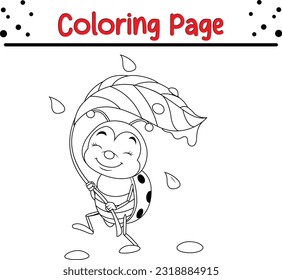 Cute Ladybug coloring page. Outlined illustration of a ladybug. Vector.