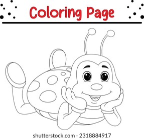 Cute Ladybug página de coloreado. Ilustración de una mariquita. Vector.