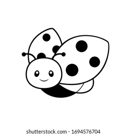 Cute Ladybug Coloring Page Vector Illustration on White