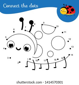 Cute ladybug. Connect the dots. Dot to dot by numbers activity for kids and toddlers. Children educational game