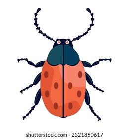 Cute ladybug crawling over white