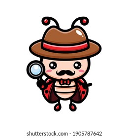 cute ladybug detective character design