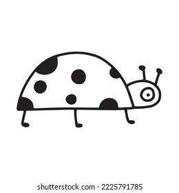 Cute ladybug. Doodle style. Vector illustration. Insect on a white background.