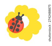 Cute ladybug and flower illustration