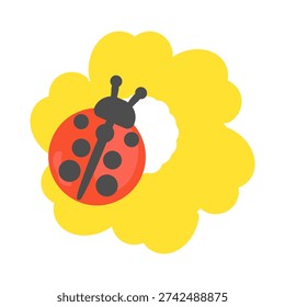 Cute ladybug and flower illustration