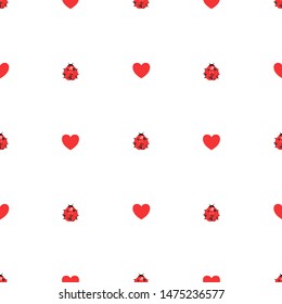cute ladybug and heart seamless pattern vector.