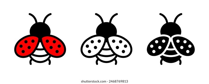 Cute ladybug icon. Colored bug symbol. Cartoon insect vector illustration isolated.
