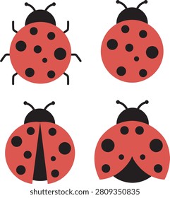 Cute Ladybug Illustration Collection for Spring Decorations, Garden Themes, Nature Education, Children's Crafts and Insect Designs
