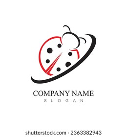 Cute ladybug or ladybird simple flat design red and black. Vector illustration isolated on white background