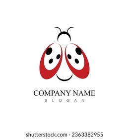 Cute ladybug or ladybird simple flat design red and black. Vector illustration isolated on white background