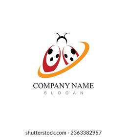 Cute ladybug or ladybird simple flat design red and black. Vector illustration isolated on white background