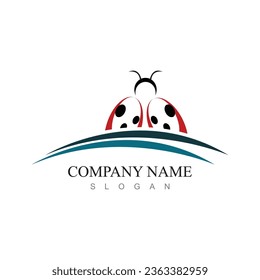 Cute ladybug or ladybird simple flat design red and black. Vector illustration isolated on white background