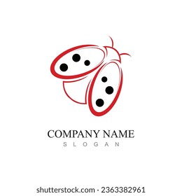 Cute ladybug or ladybird simple flat design red and black. Vector illustration isolated on white background