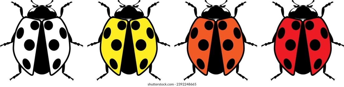 Cute ladybug or ladybird simple flat design red and black. Vector illustration on white background.icon