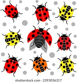 Cute ladybug or ladybird simple flat design red and black. Vector illustration on white background.