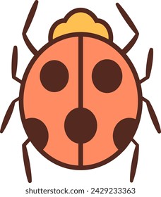 Cute ladybug or ladybird simple flat design. Simple Drawn. Retro style insect, beetle Clipart Isolated on White Background. Perfect For Poster Card Invitation Tshirt Vector illustration