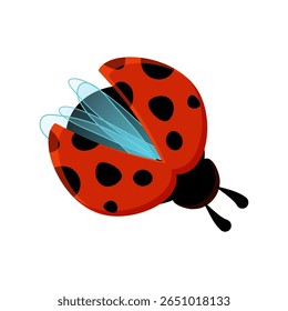 Joaninha bonito ou joaninha design simples plano vermelho e preto. Ilustração vetorial isolada no plano de fundo branco