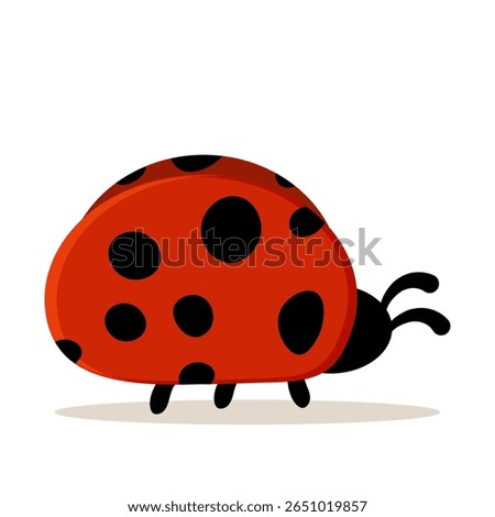 Cute ladybug or ladybird simple flat design red and black. Vector illustration isolated on white background