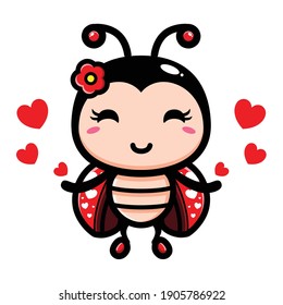 cute ladybug with love heart pattern