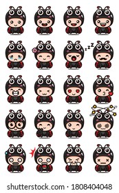 cute ladybug mascot set design