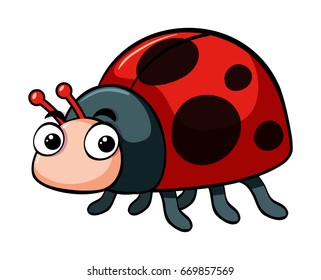 Cute ladybug on white background illustration