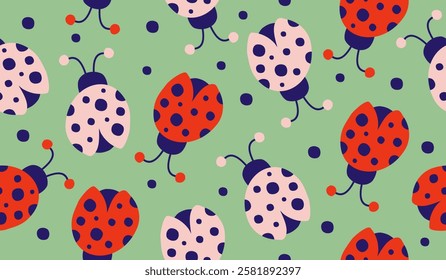 Cute ladybug pattern background vector design