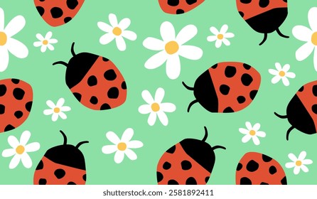 Cute ladybug pattern background vector design