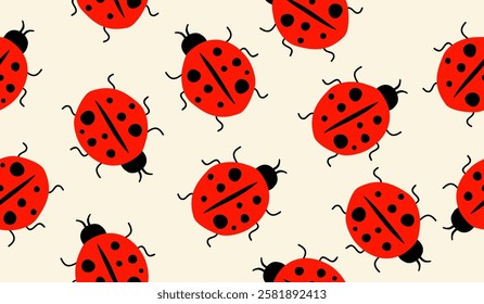Cute ladybug pattern background vector design