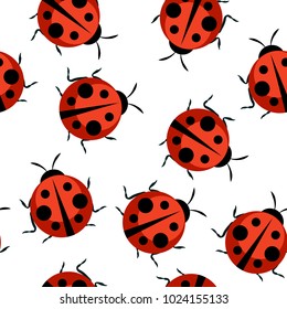 Cute Ladybug Seamless Pattern Background Vector Illustration EPS10