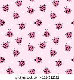 Cute Ladybug Seamless Pattern Background Vector Illustration EPS10