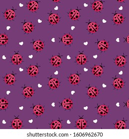 Cute Ladybug Seamless Pattern Background Vector Illustration EPS10