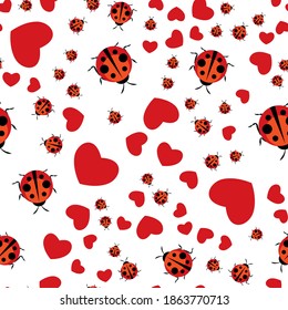 Cute Ladybug Seamless Pattern Background Vector Illustration EPS10