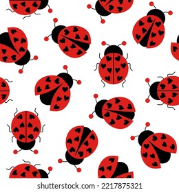 Cute ladybug seamless pattern. Seamless background with ladybug. Simple pattern. Vector illustration. svg