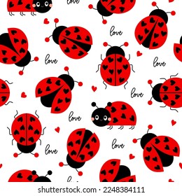 Cute ladybug seamless pattern. Seamless background with ladybug. Simple pattern. Vector illustration.
