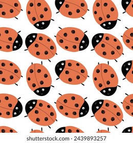 Cute ladybug seamless pattern. Vector illustration. For packaging, background, wallpaper, baby clothes