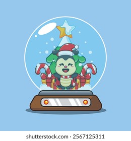 Cute ladybug in snow globe in Christmas day.
Cartoon vector illustration in Christmas day.