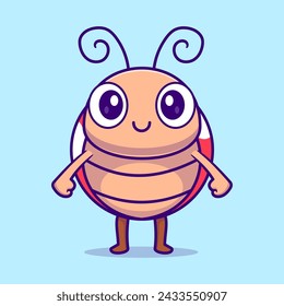 Cute Ladybug Standing Cartoon Vector Icon Illustration. Animal Nature Icon Concept Isolated Premium Vector. Flat Cartoon Style