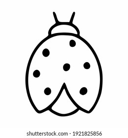A cute ladybug in the style of Doodle. Coloring book for children with insects.